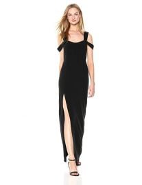 HALSTON HERITAGE Cold Shoulder Open Neck Fitted Crepe Gown at Amazon